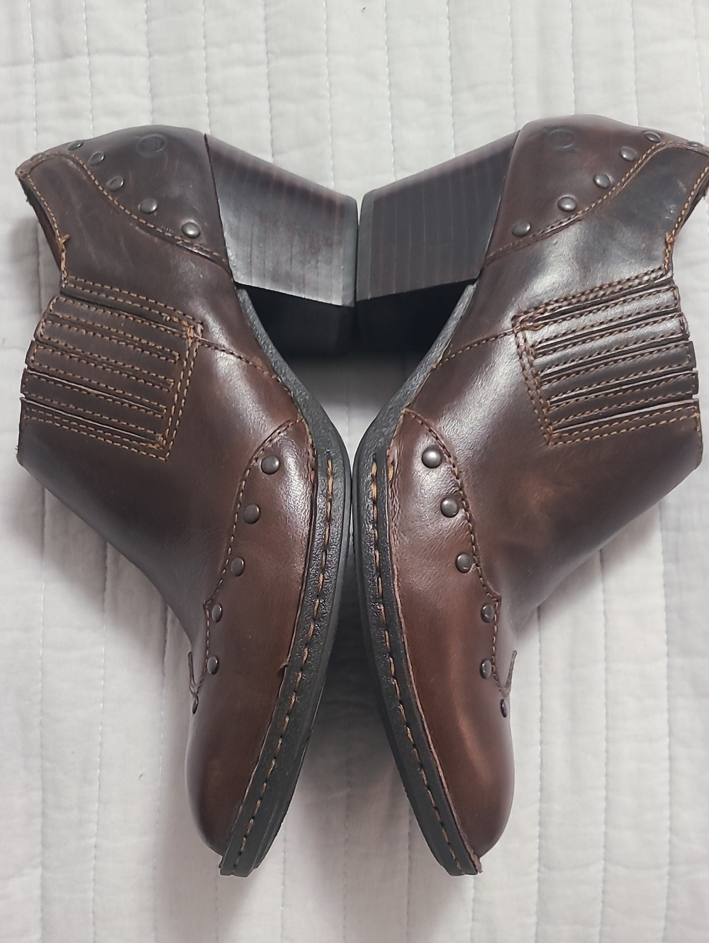 Born Women's Western Leather Rodeo Cowgirl Stylish Studded Brown Ankle Boots S 8 - Picture 7 of 11